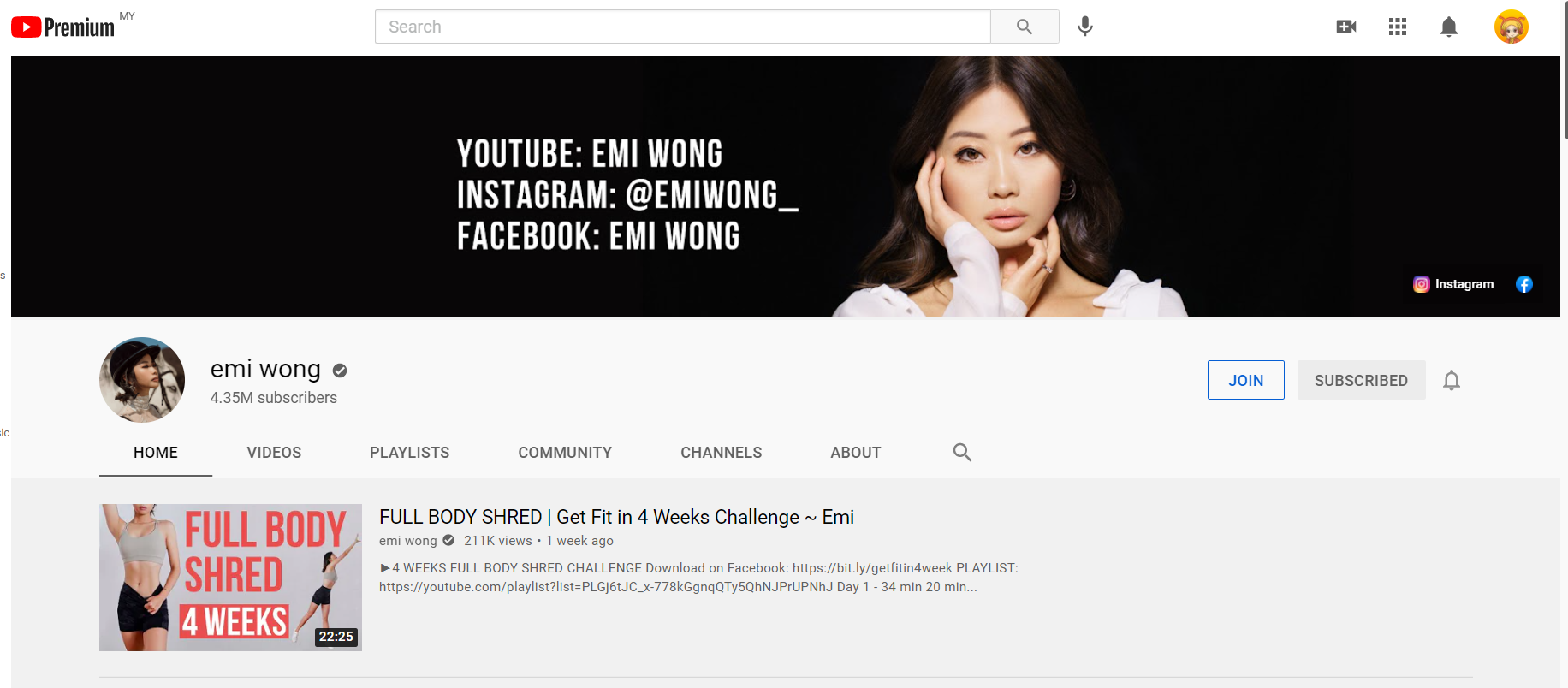 YouTube channel Emi Wong