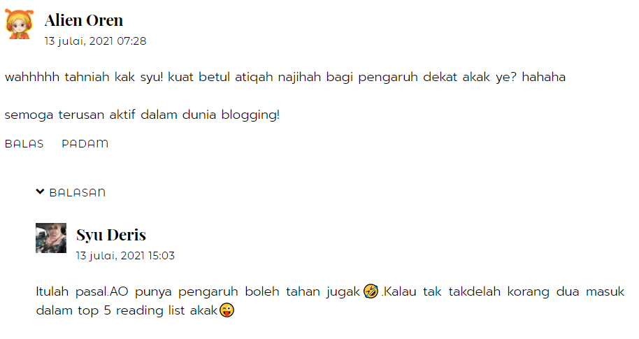 Respond dari Kak Syu